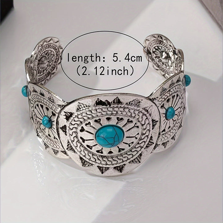 Brazalete Estampado Turquesa Plateado