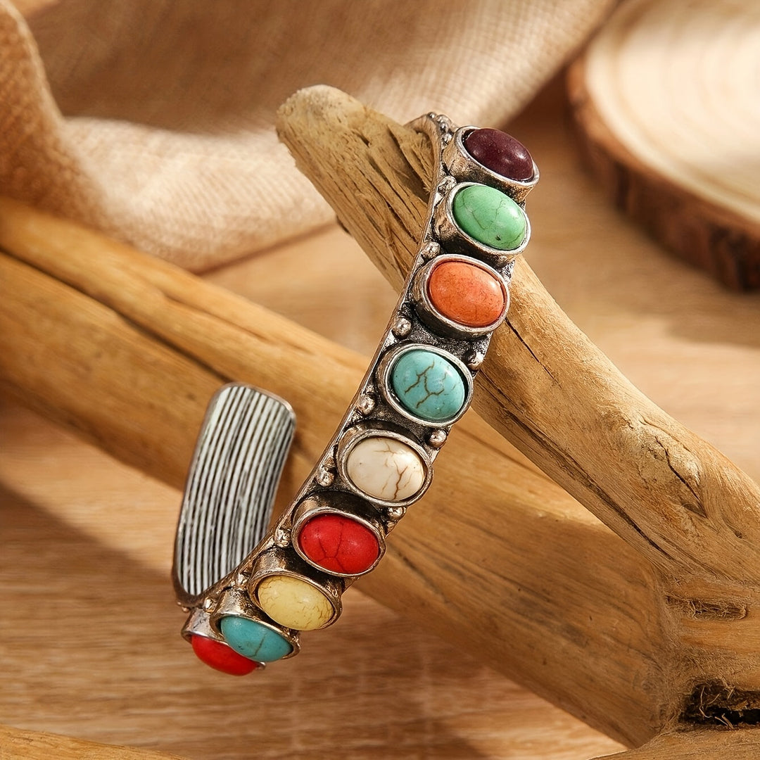 Brazalete Rígido Turquesa Multicolor