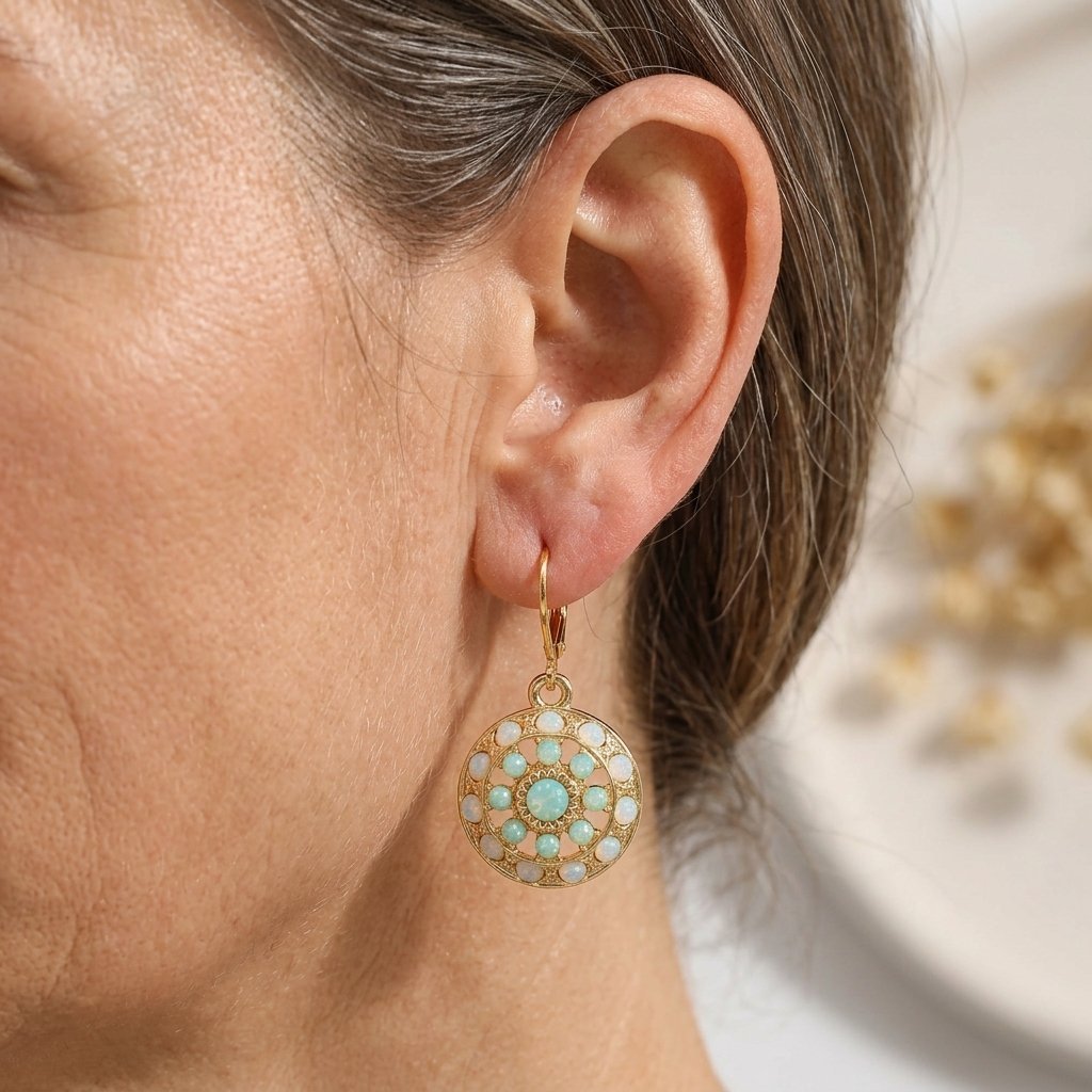 Pendientes Mandala Turquesa de Oro