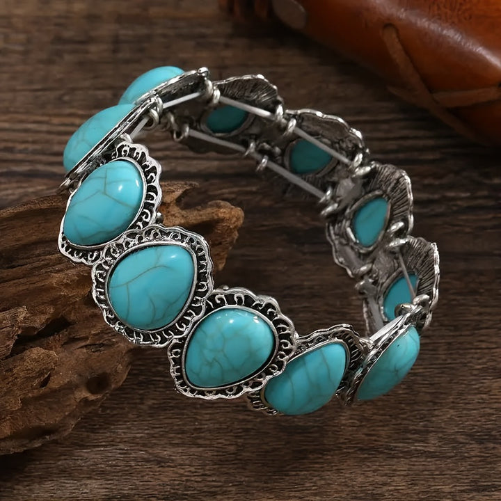 Pulsera Óvalos Turquesa Plateada