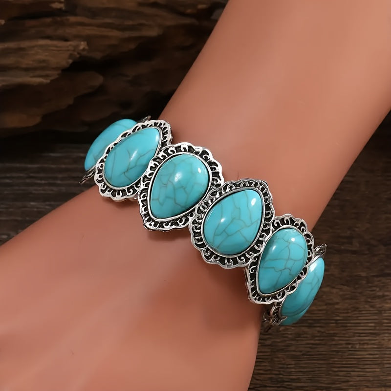 Pulsera Óvalos Turquesa Plateada
