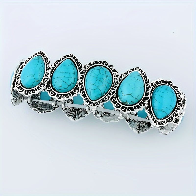 Pulsera Óvalos Turquesa Plateada