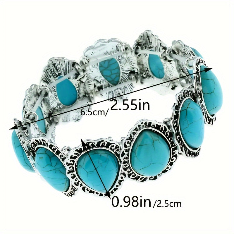 Pulsera Óvalos Turquesa Plateada