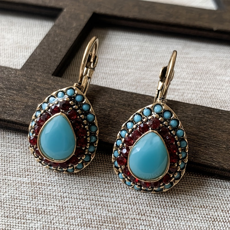 Pendientes Gota Turquesa con Brillo