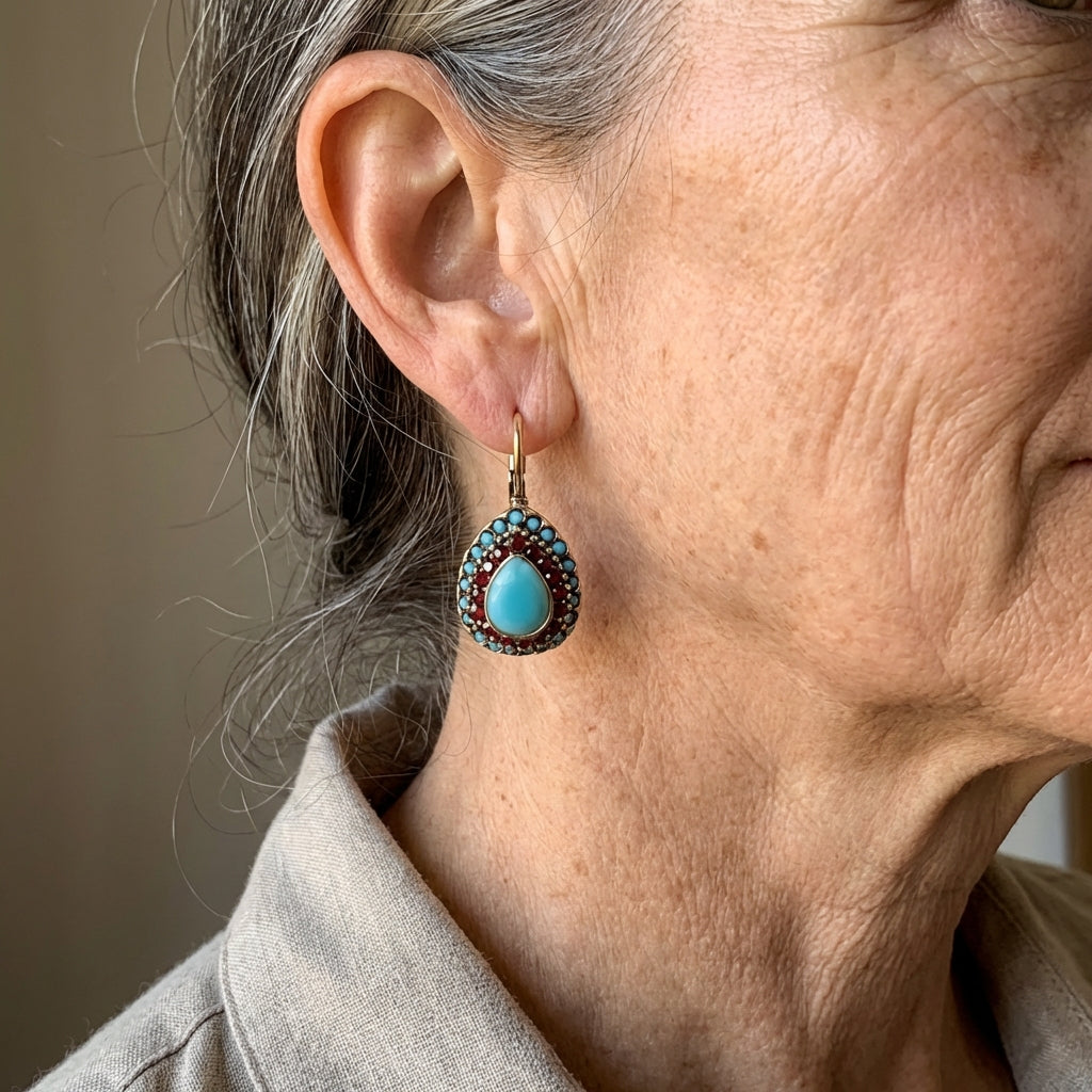 Pendientes Gota Turquesa con Brillo