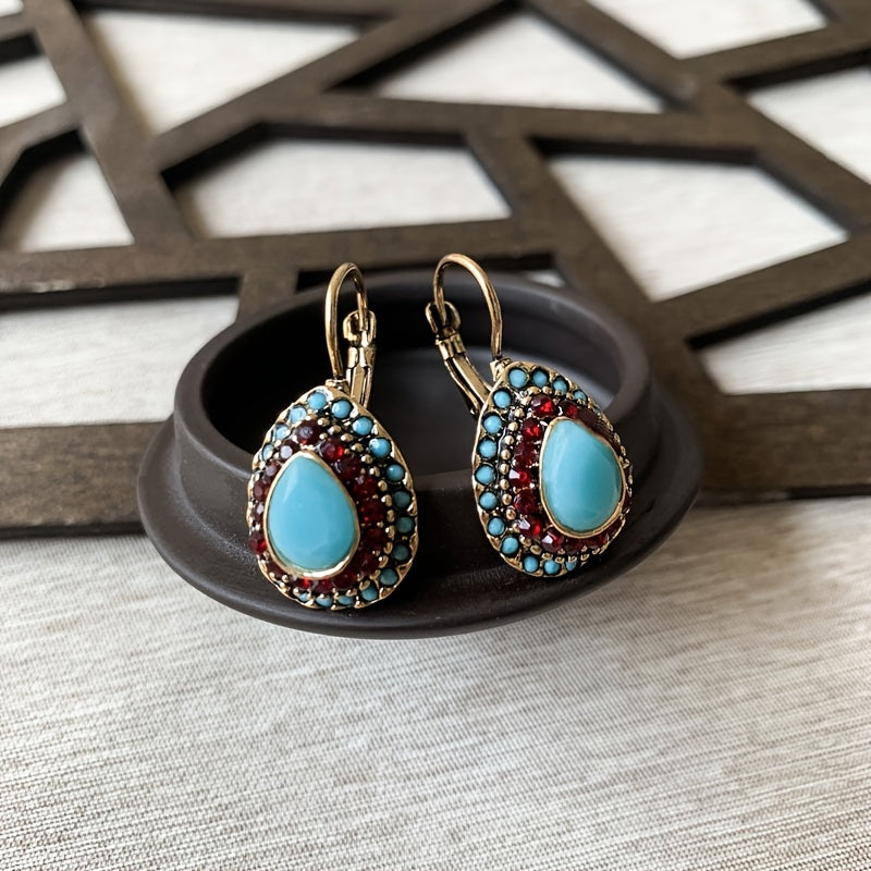 Pendientes Gota Turquesa con Brillo