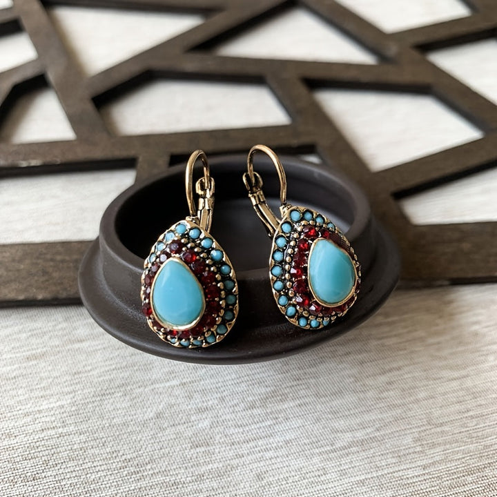 Pendientes Gota Turquesa con Brillo