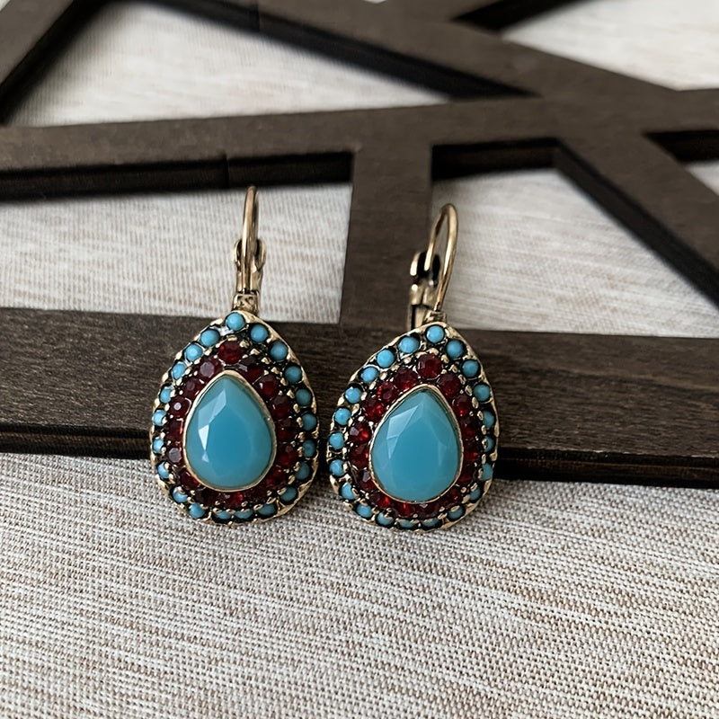 Pendientes Gota Turquesa con Brillo