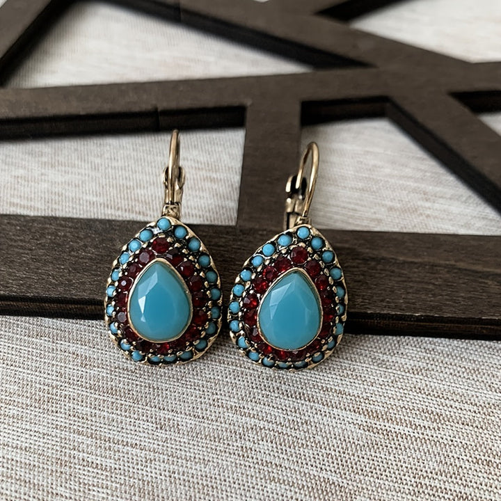 Pendientes Gota Turquesa con Brillo