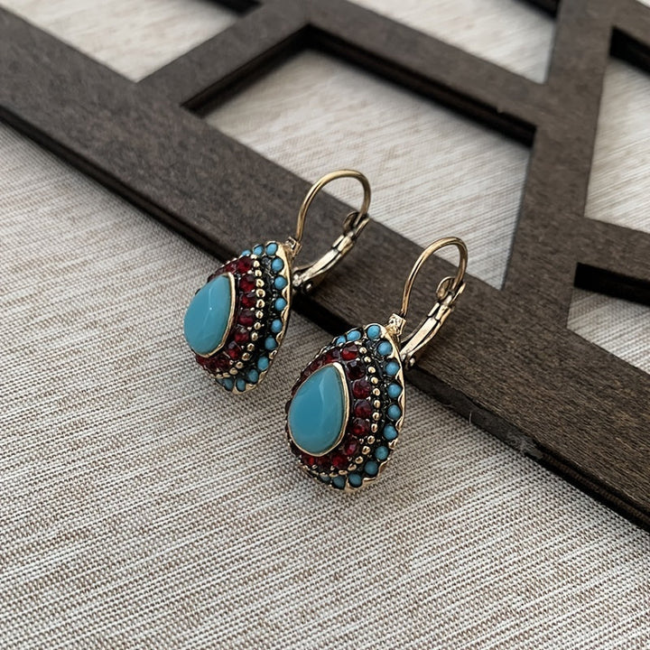 Pendientes Gota Turquesa con Brillo