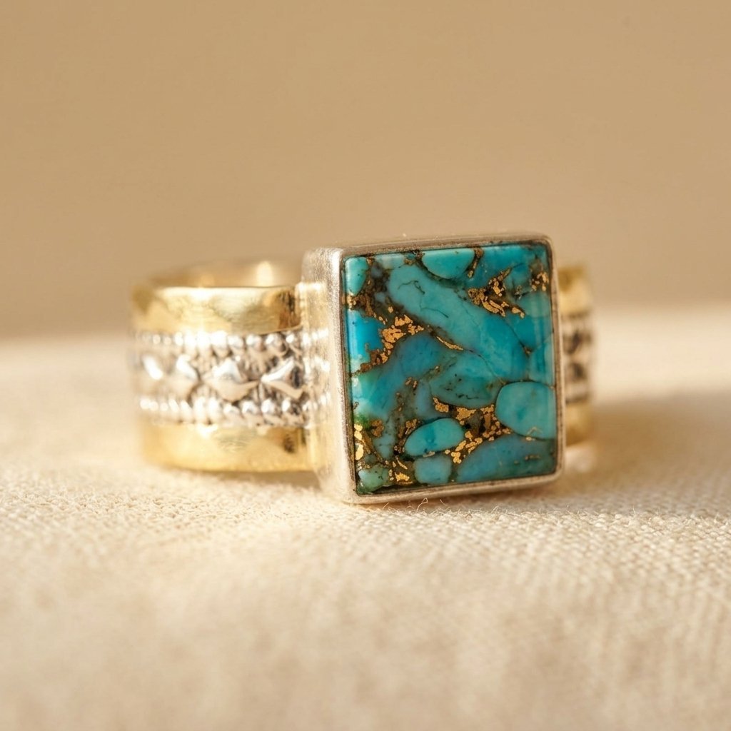 Anillo Cuadrado Turquesa Vintage