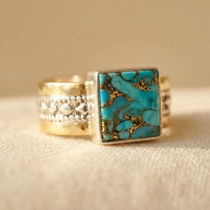Anillo Cuadrado Turquesa Vintage