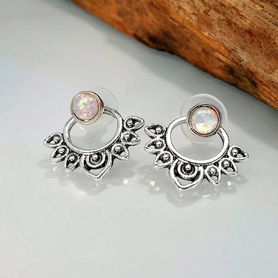 Aros Sol Turquesa Plateados