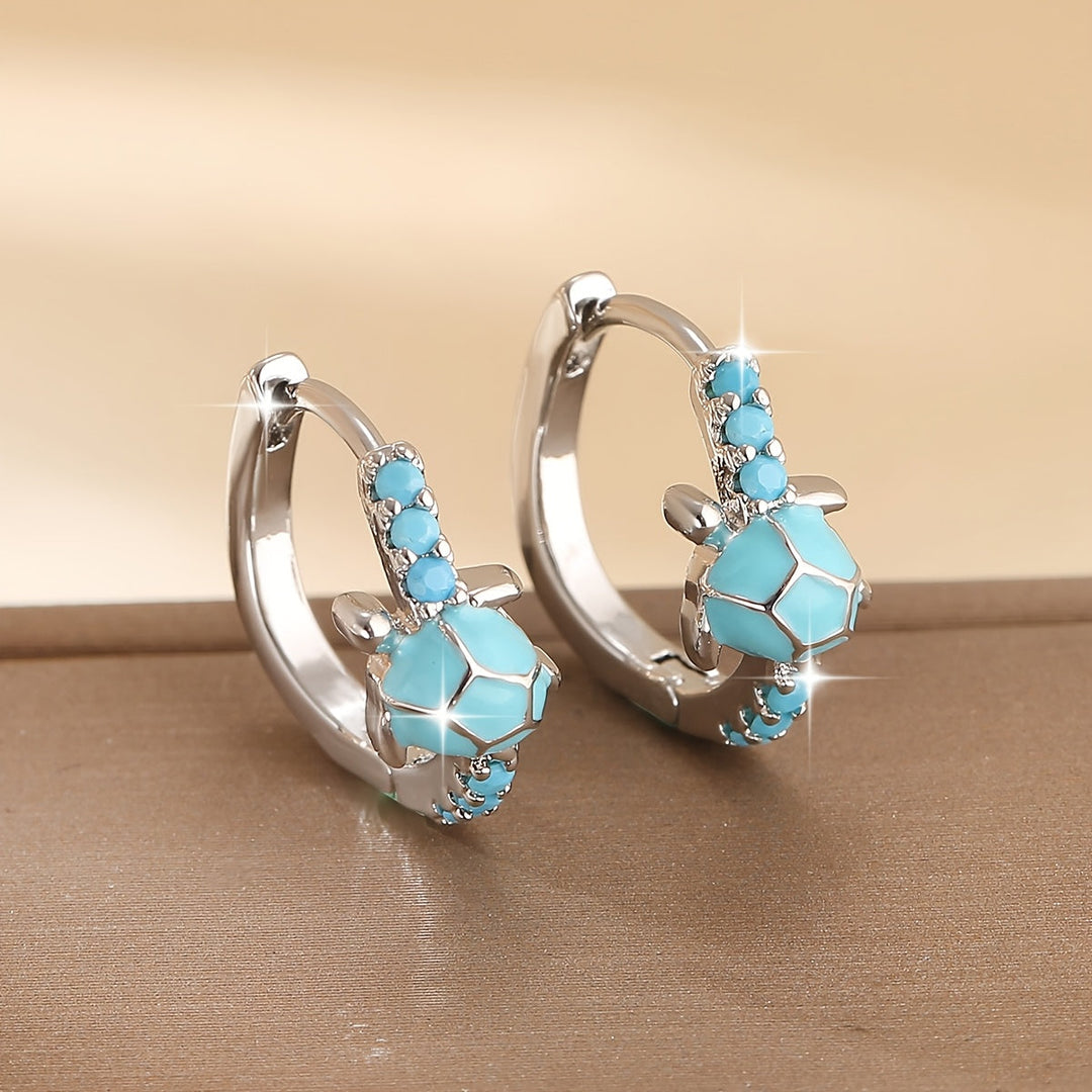 Aros Tortuga Turquesa de Oro