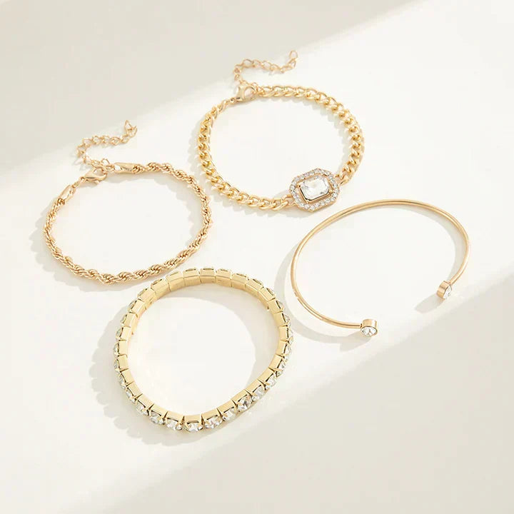 Conjunto Pulseras Mixtas Doradas