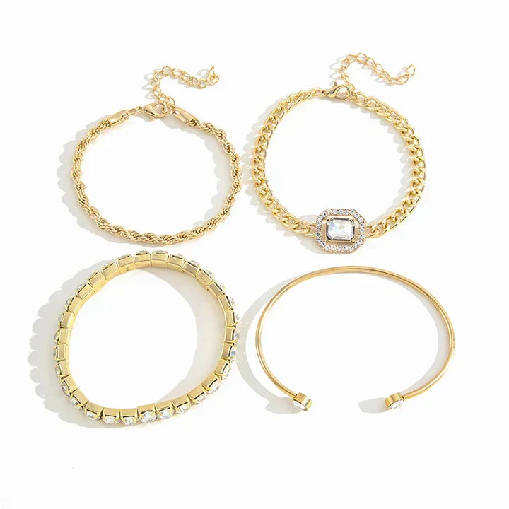 Conjunto Pulseras Mixtas Doradas
