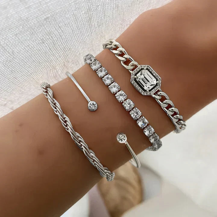 Conjunto Pulseras Mixtas Doradas