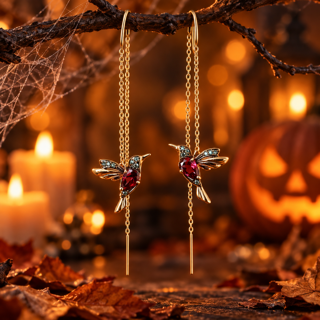 Pendientes Colibrí en Esmalte y Circonitas