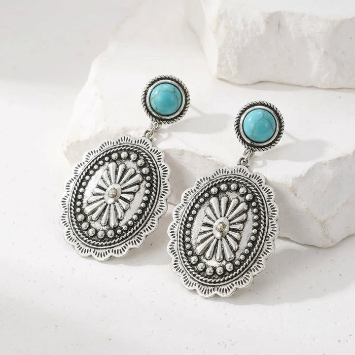 Pendientes Concho Turquesa Plateados