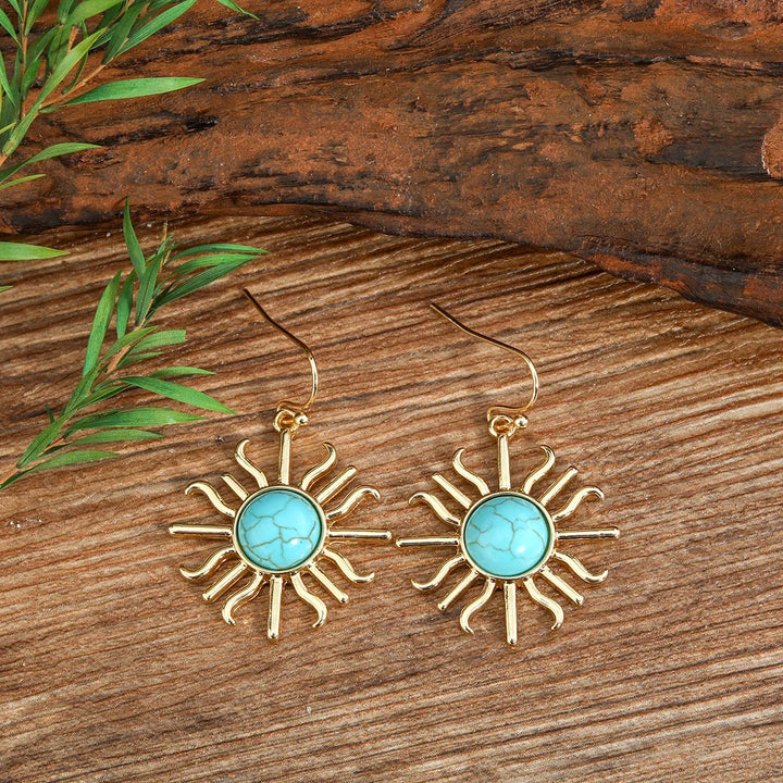 Pendientes Sol Turquesa de Oro