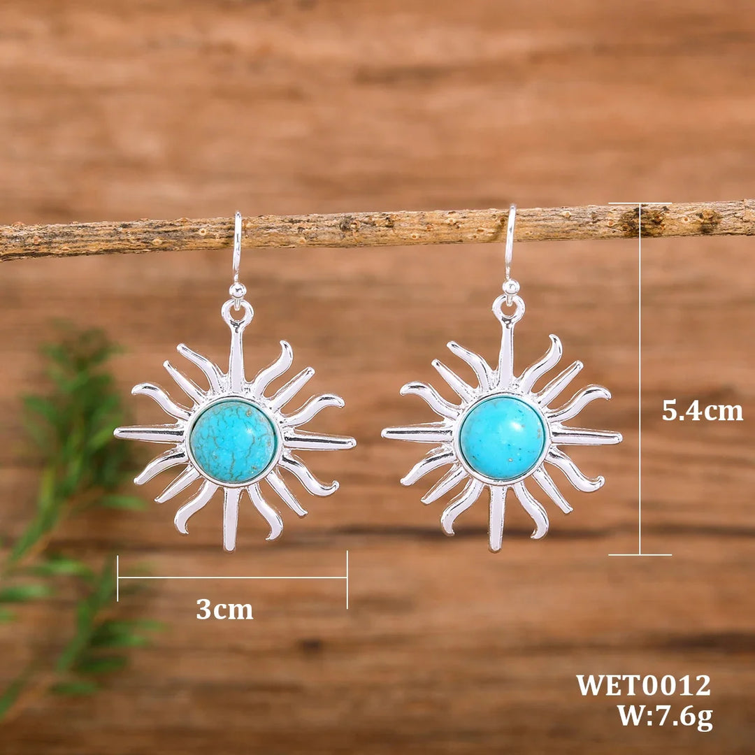 Pendientes Sol Turquesa de Oro