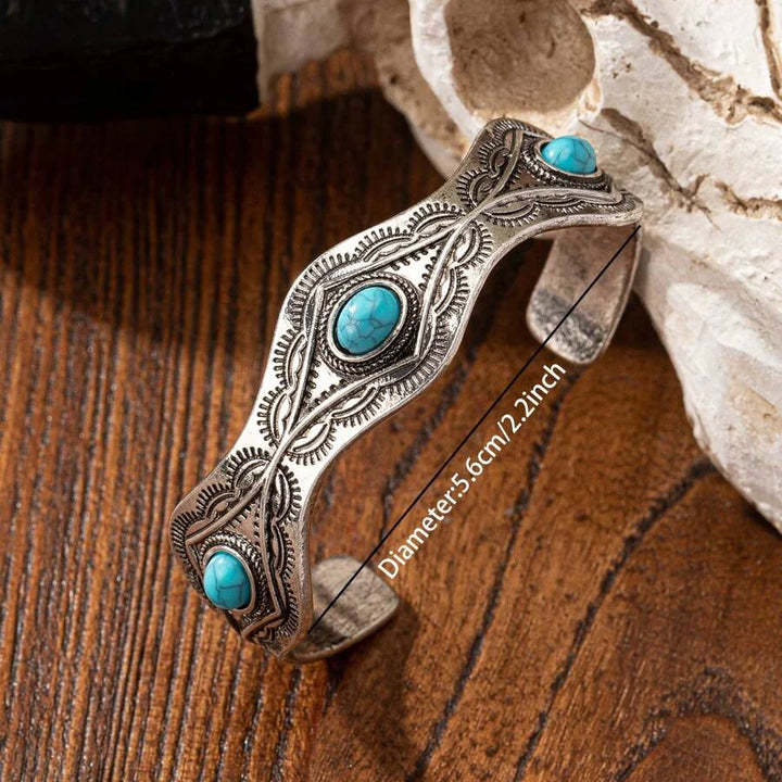 Brazalete Rígido Turquesa Estilo Western