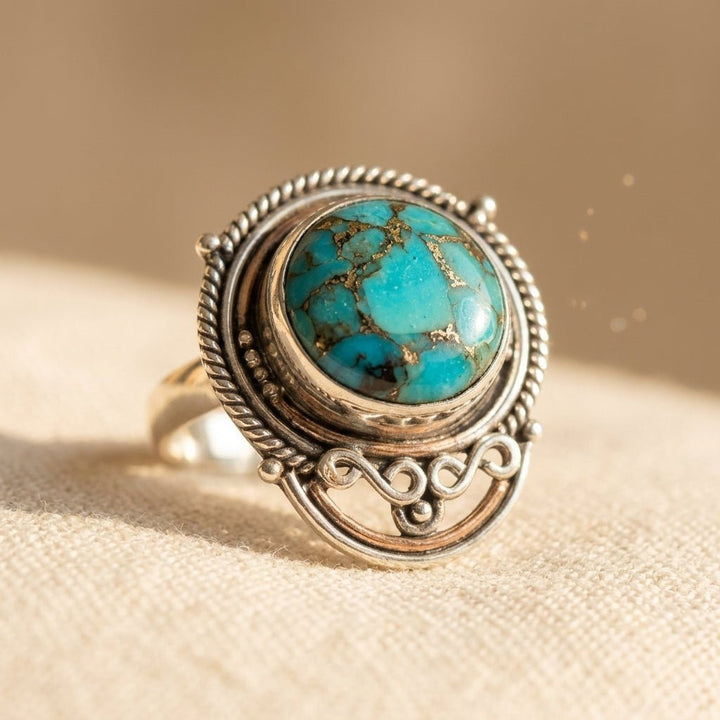 Anillo Ancho Turquesa Incrustado